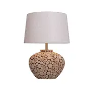 Lenny Wooden Base Fabric Shade Desk Table Light Lamp Linen