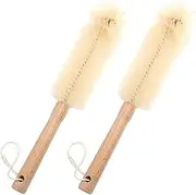 2 pcs Bottle Brushes (31 cm, Nylon Brush Head), with Beech Wood Handle, Cup Brush, Washing Brush with Long Handle, for Sports Bottles, Tumbler, Kettles, Sink, Baby Bottle, Pot, Dish