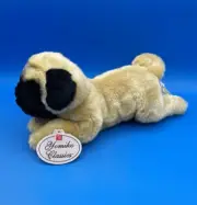 Russ Berrie Tan Black PUG Soft DOG PLUSH curly tail w Tag 11"