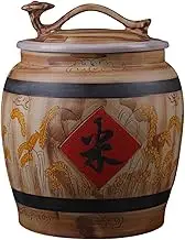 Ceramic Rice Jar, Household Sealed Rice/Flour Storage Jar, 5-25kg/176-881oz, with Carrying Handle(Medium)