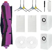 13 Pack Accessories Kit for Eureka J12 Ultra, for Midea V12 Robot Vacuum Replacement Spare Parts, 1 Main Brush, 4 Side Brushes, 2 Mop Clothes, 2 Dust Bags, 2 Filters