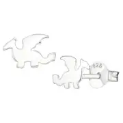 8mm Winged Dragon Studs Solid 925 Sterling Silver Push Back Earrings Pair