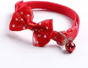 Adjustable Bow Tie Collar for Cats and Dogs - Durable Nylon with Bell - Ideal for Kittens and Puppies (Red)
