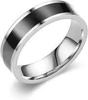 [Dsnyu] Mens Stainless Steel Rings, Vintage Engagement Rings 4mm/6mm with Enamel Wedding Band Ring Women Jewelry for Promise