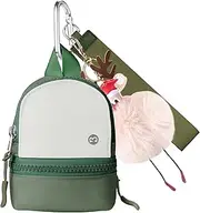 [Babysun] Mini Backpack Keychain Wristlet Pouch Small Change Coin Purse Cute Zipper Wallet With 3 RFID Card Slots For Women/Men Airpods Cosmetics, Green White, Mini Backpack Keychain Wristlet Wallets