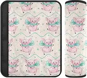 Joitme Cute Cartoon Pigs Soft Flannel Car Seat Strap Pads for Infants, 4-Pack (2 S & 2 M) - Protects Skin from Scratches