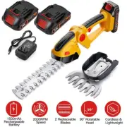 Handheld Electric Cordless Hedge Trimmer Grass Shear Bush Trimmer w/ 2x Battery