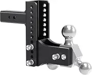 AutoBeeDen Adjustable Trailer Hitch, Tri-Ball (1-7/8" , 2", 2-5/16"), Fits 2 Inch Receiver, 8 Inch Drop/Rise Cushion Drop Hitch ,16500 LBS Towing Ball Mount Hitch, Solid Ball Mount (2" Receiver)