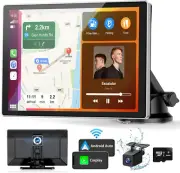 Oscio 9"Wireless Portable Carplay Screen for Car.4K Dash Cam & 1080P Backup Cam