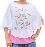 [RaanPahMuang] Light Cotton Shirt Hand Painted Dragonfly Artwork Two Tone