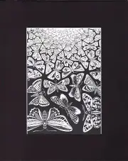 8X10" Matted Print Dimensional Art Picture MC Escher: Butterflies
