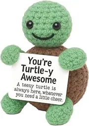 Mini Funny Turtle Gifts Mothers Day Teacher Appreciation Graduation Nurses Week Fathers Day Birthday Gifts for Women Men Her Him, Small Cute Stuff Things, Emotional Positive Crochet Turtle Decor