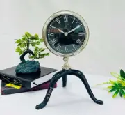 Antique Silver & Black Table Aluminum Clock Royal Gold Table Clock for Home Deco