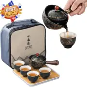 Porcelain Kung Fu Tea Set Portable Teapot 360° Rotating with Strainer Gift Bag
