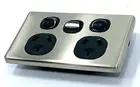 Black Double Power Point OVEN 35A Extra Switch SLIM Brushed Metal Cover Slimline