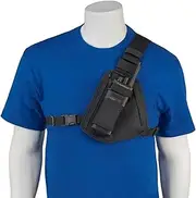 HOLSTERGUY RCH-101B Chest Harness Pack With Adjustable Single Radio Pouch for Motorola Handheld Two-Way Radios and Walkie Talkies - Made in USA