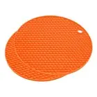 Silicone Trivet Mats 2pcs, Round Hot Pan Pads honey-comb Drying Mat - Orange