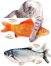 FAYOGOO Interactive Floppy Fish Cat Toy - Realistic Flopping Electronic Kicker With Catnip for Indoor Cats - Automatic Plush Chew Toy for Kitty