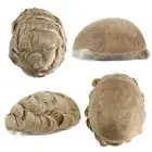 Mens Human Hair Replacement System French Lace Toupee Blonde Hairpiece 8X10 #22R