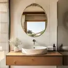 Round/Oval Antique Wall Mirror Baroque Brass Mirror Ornate Gold Rose Rim Hallway