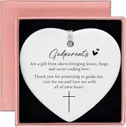 Godparents Proposal Gift,Godmother Godfather Present,First Time Godparents to Be,Pregnancy Announcement Present,Christening,Baptism, Heart Shaped Ornament