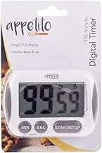 D.Line 100 Minutes Appetito Digital Timer with Large LCD Display, White