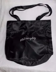 Philosophy BLACK Tote Bag Purse Snap Front Pocket 15x15x12 New