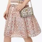 Tory Burch Adrian Hicks Garden Party Floral Silk Print Metallic Skirt Sz 6 NWT