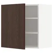 METOD wall cabinet with shelves, white/Sinarp brown, 60x37x60 cm