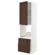 METOD / MAXIMERA hi cab f ov w dr/2 frnt/1 m/1 h drw, white/Sinarp brown, 60x60x220 cm