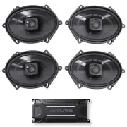 ALPINE KTA-30FW 600 Watt 4-Channel Amplifier Amp+(4) Polk Audio 5x7" Speakers