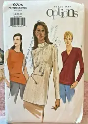 VTG VOGUE Pattern 9725 Pullover Top Sz: 14-16-18 NEW, Uncut & FF