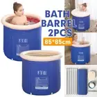 1/2X Portable Bath Folding Bathtub Inflatable Cold Therapy Hot Tub Spa Massage