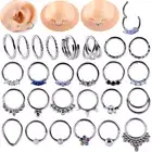2PCS 16G Daith Septum Piercing Nose Ring Nose Hoop Gem CZ Tragus Helix Earrings