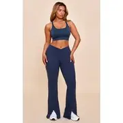 Shape Navy Sculpt Active V Waist Split Front Flare Pants, Navy