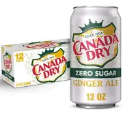 Zero Sugar Ginger Ale Soda, 12 Fl Oz Cans (Pack of 12)