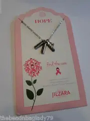 NEW JILZARA HOPE FAITH COURAGE Pendant INSPIRATIONAL Necklace PINK RIBBON CHARM