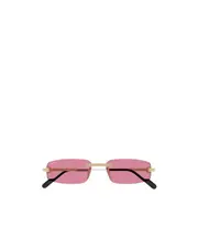Cartier Rectangular Rimless Sunglasses 57,One size Gold