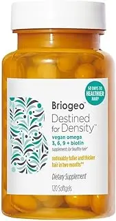 Briogeo Destined For Density Vegan Omega 3, 6, 9 + Biotin Supplements for Healthy Hair, Supports Fuller, Healthier Hair, Skin, and Nails, Vegan, Cruelty-Free, 120 Softgels