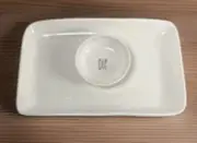 Rae Dunn Chips & DIP Bowl & Platter Ceramic White Football 14” Snack Party Plate