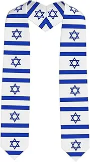 [SKKNT] Israeli Flag Print Graduation Shawl Stole For Academic Commencements Honor Sash Congratulations Gift