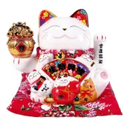 7inch Ceramic Beckoning Cat Maneki Neko Ornament Feng Shui Decoration Swing Lucky Cat ,B As Shown