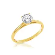 1.50Ct Round Cut Natural Moissanite Women's Wedding Ring 14k Yellow Gold Plated