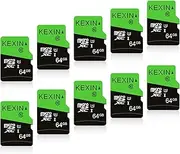 KEXIN 64GB Micro SD Card with SD Adapter microSDXC Memory Card UHS-I C10 U1 Micro SD Card Full HD High Speed TF Card for Smartphone Tablet Action Camera Dash Cam Game Console, 10 Pack 64 G
