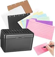 Parliky Index Card Organizer Case Card Holder Binder Rings Storage Flashcards Notecards Office and Home