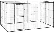 Heavy Duty Dog Cage Dog Kennel Metal Dog Hutch Pet Crate, Outdoor Dog House with Roof & Run, Dog Enclosures Dog Playpen Dog Run for Backyard, Black 330 x 220 x 180 cm