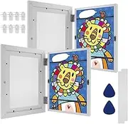 Kids Art Frame, A4 Front Opening Picture Frames, Wooden Kids Artwork Display Frames Holds 100 Pictures, Changeable Picture Display for Crafts Drawing 3D Artwork (2, White)