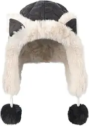 [RONGXG] Women Fox Ear Earflap Hat Winter Warm Hunting Cap Plush Ushanka Russian Ski Hat Thermal Windproof Ear Cover Headwear