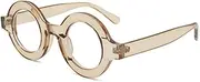 [WNCKSQ] Retro Round Women Glasses Frame Fashion Leopard Champagne Eyewear Clear Men Optical Frame Computer Goggles,Champagne