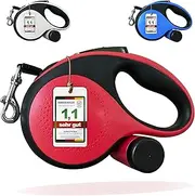 DOMOPRIMA Premium Flexible Roller Lead for Dogs 5 m Strap - Size M up to 25 kg and L up to 50 kg - Automatic Dog Lead with Waste Bag Holder - White, Blue, Red (Lobster Red, M - 25 kg - 5 Metres)